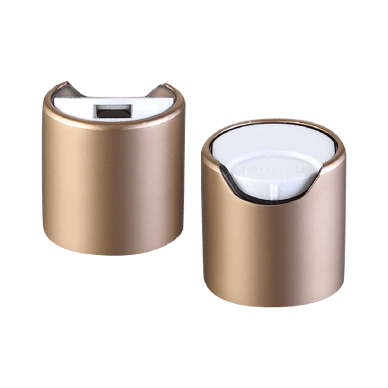 غطاء علوي من البلاستيك على شكل قرص ذهبي وردي